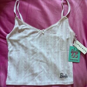 PacSun Barbie Pink Lace-Trim Ribbed Cami